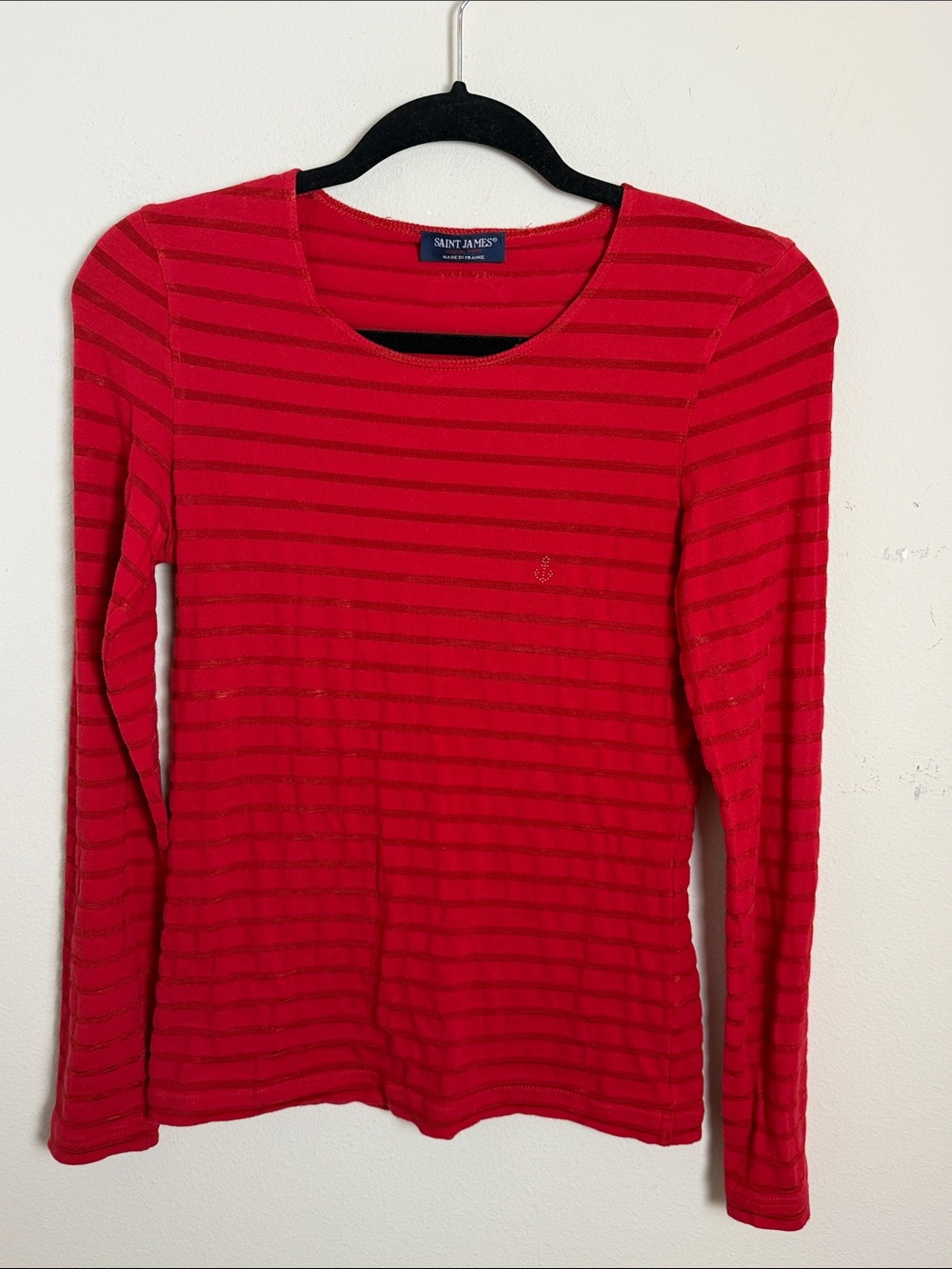 Saint James Red Long Sleeve Tee Size 6 Americana Nautical Preppy - Picture 1 of 7
